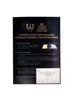 PAPEL ESTÊNCIL TÉRMICO PREMIUM SKULLDNA PACOTE COM 100 UNIDADES