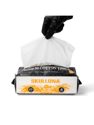 LENÇOS SKULLDNA DE ALGODAO DESCARTAVEIS COM 50 UNIDADES