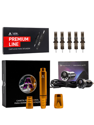 KIT IMP PEN CREATE DOURADO COM BATERIA PORTÁTIL PARA MICROINFUSÃO DE ATIVOS